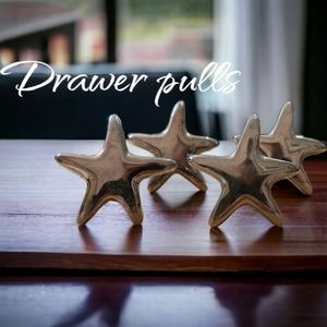 Set of 5 Heavy & Solid Metal Starfish Drawer Pulls/Knobs